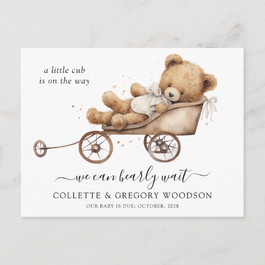 We kunnen bijna wachten op Teddy Bear Aankondigingskaart (Voorkant)