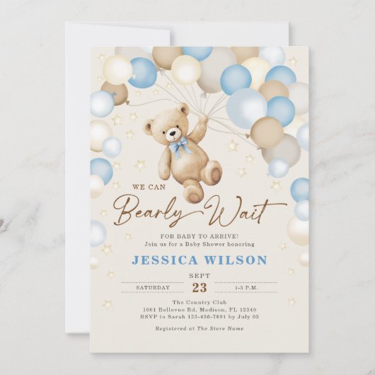 We kunnen bijna wachten op Teddy Bear Baby Boy Sho Kaart (Voorkant)
