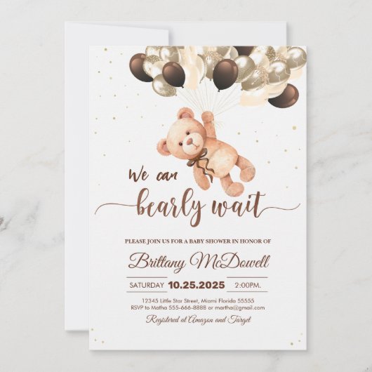 We kunnen bijna wachten op Teddy Bear baby shower Kaart (Voorkant)