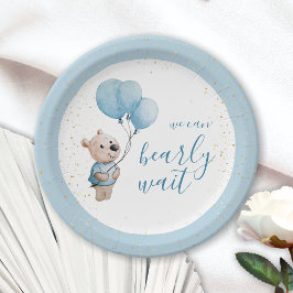We kunnen bijna wachten op Teddy Bear Baby shower Papieren Bordje