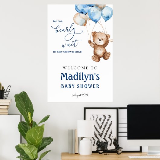 We kunnen bijna wachten op Teddy Bear Baby shower  Poster (Thuiskantoor)