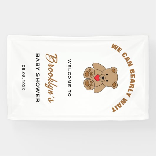 We kunnen bijna wachten op Teddy Bear Baby shower  Spandoek (Horizontaal)