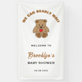 We kunnen bijna wachten op Teddy Bear Baby shower  Spandoek (Verticaal)