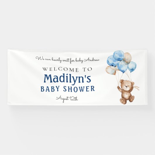 We kunnen bijna wachten op Teddy Bear Baby shower  Spandoek (Horizontaal)