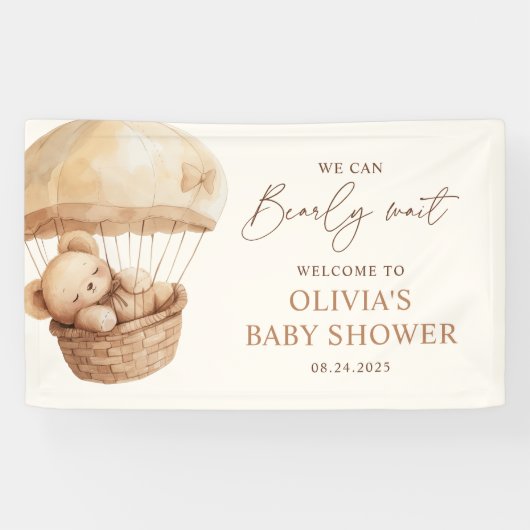 We kunnen bijna wachten op Teddy Bear Baby shower Spandoek (Horizontaal)