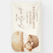 We kunnen bijna wachten op Teddy Bear Baby shower  Spandoek (Verticaal)