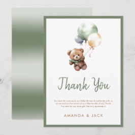 We kunnen bijna wachten op Teddy Bear Balloon Baby Bedankkaart