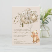 We kunnen bijna wachten op Teddy Bear Balloons Bab Kaart (Staand voorkant)