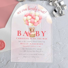 We kunnen bijna wachten op Teddy Bear Girl Baby sh Acryl Uitnodigingen