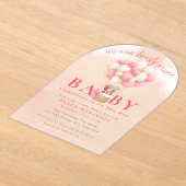 We kunnen bijna wachten op Teddy Bear Girl Baby sh Acryl Uitnodigingen (Laagn)