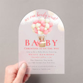 We kunnen bijna wachten op Teddy Bear Girl Baby sh Acryl Uitnodigingen (Insitu (Draagbaar))