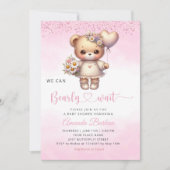 We kunnen bijna wachten op Teddy Bear Girl Baby sh Kaart (Voorkant)