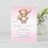 We kunnen bijna wachten op Teddy Bear Girl Baby sh Kaart (Staand voorkant)