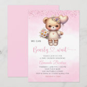 We kunnen bijna wachten op Teddy Bear Girl Baby sh Kaart (Voorkant / Achterkant)