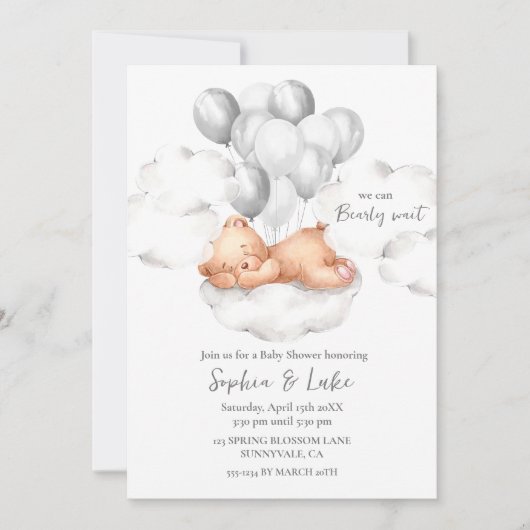 We kunnen bijna wachten op Teddy Bear Grey Boy Bab Kaart (Voorkant)