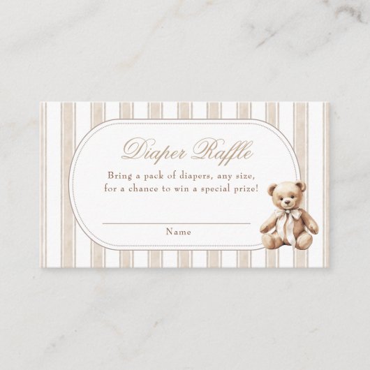 We kunnen bijna wachten op Teddy Bear luier Raffle Informatiekaartje (Voorkant)