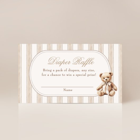 We kunnen bijna wachten op Teddy Bear luier Raffle Informatiekaartje