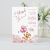 We kunnen bijna wachten op Teddy Pink Girl Baby sh Bedankkaart (Staand voorkant)