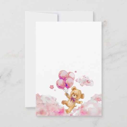 We kunnen bijna wachten op Teddy Pink Girl Baby sh Bedankkaart (Achterkant)