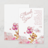 We kunnen bijna wachten op Teddy Pink Girl Baby sh Bedankkaart (Voorkant / Achterkant)