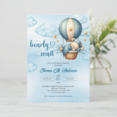 We kunnen bijna wachten op teddybeer heteluchtball kaart (Staand voorkant)