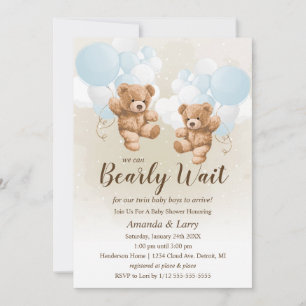 We kunnen bijna wachten op Twin Boys Baby shower Kaart