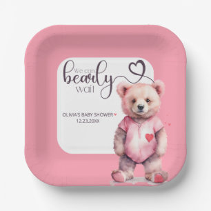 We kunnen bijna wachten op waterverf beer Baby sho Papieren Bordje