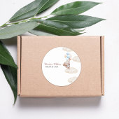 We kunnen bijna wachten op waterverf blauw baby sh ronde sticker