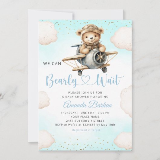 We kunnen bijna wachten op waterverf Blue Boy Baby Kaart (Voorkant)