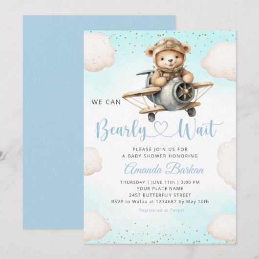 We kunnen bijna wachten op waterverf Blue Boy Baby Kaart (Voorkant / Achterkant)