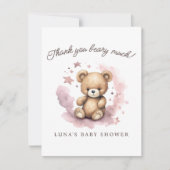 We kunnen bijna wachten Pastel roze Baby shower pl Bedankkaart (Voorkant)