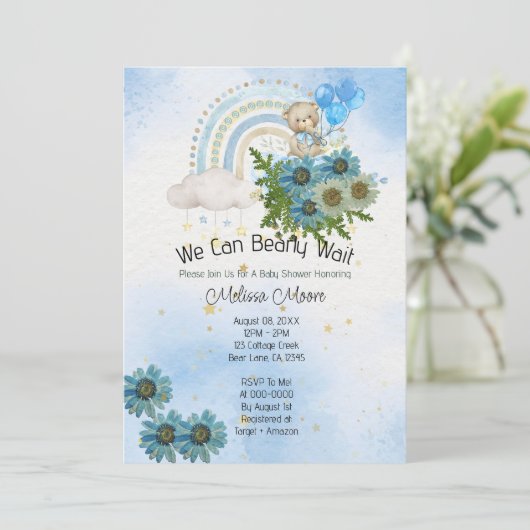 We kunnen bijna wachten Rainbow Boho Beer Boy Kaart (Staand voorkant)