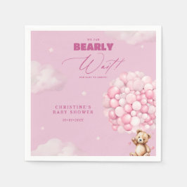 We kunnen bijna wachten roze meisje Baby shower se Servet