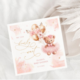 We kunnen bijna wachten roze meisje Baby shower Servet