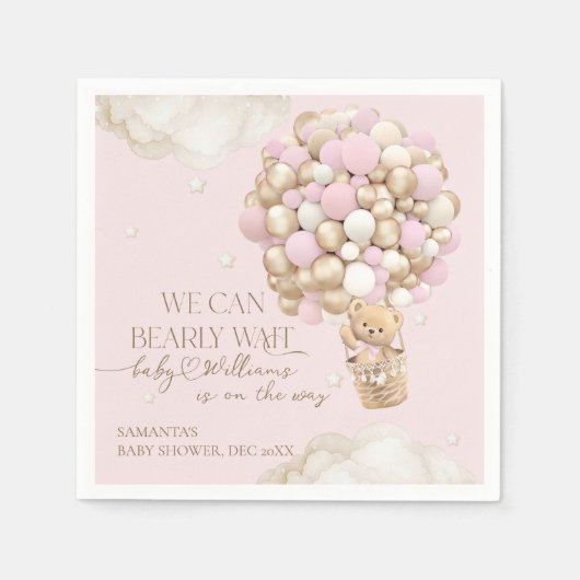 We kunnen bijna wachten roze meisje Baby shower Servet (Voorkant)
