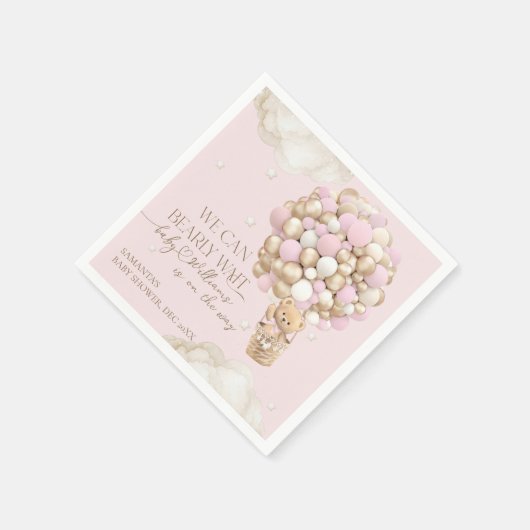 We kunnen bijna wachten roze meisje Baby shower Servet (Hoek)