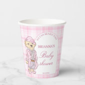 We kunnen bijna wachten roze plaid baby shower mon papieren bekers (Voorkant)