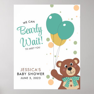 We kunnen bijna wachten schattig Beer Baby shower  Poster