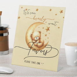 We kunnen bijna wachten schattig Beer Baby shower  Reclamebord Met Voetstuk