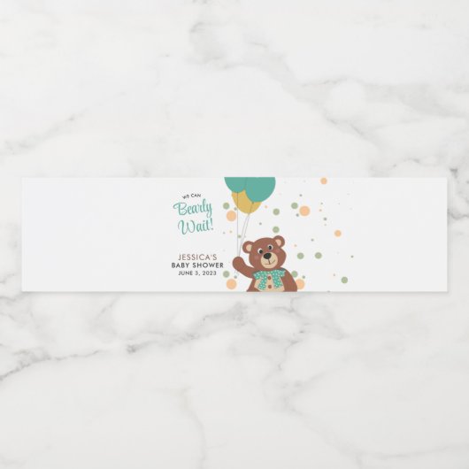 We kunnen bijna wachten schattig Beer Baby shower  Waterfles Etiket (Enkel label)