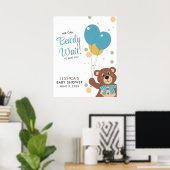 We kunnen bijna wachten schattig Beer blauw baby j Poster (Thuiskantoor)
