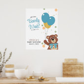 We kunnen bijna wachten schattig Beer blauw baby j Poster (Keuken)