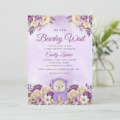 We kunnen bijna wachten schattig bloemig paarse ba kaart (Staand voorkant)