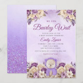 We kunnen bijna wachten schattig bloemig paarse ba kaart (Voorkant / Achterkant)