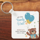 We kunnen bijna wachten schattige blauwe baby jong sleutelhanger (Voorkant)