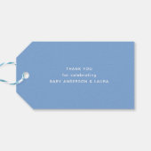 We kunnen bijna wachten! Teddy Bear Boy Baby showe Cadeaulabel (Achterkant Horizontaal)