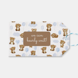 We kunnen bijna wachten! Teddy Bear Boy Baby showe Cadeaulabel