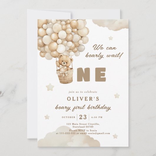 We kunnen bijna wachten tot Beer Balloon eerste ve Kaart (Voorkant)