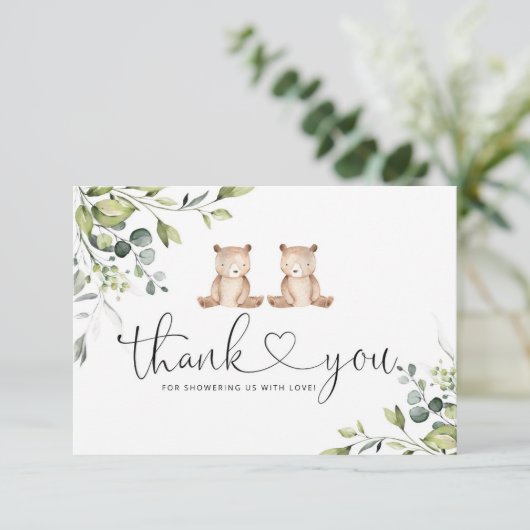 We kunnen bijna wachten Twins baby shower dank u Kaart (Staand voorkant)