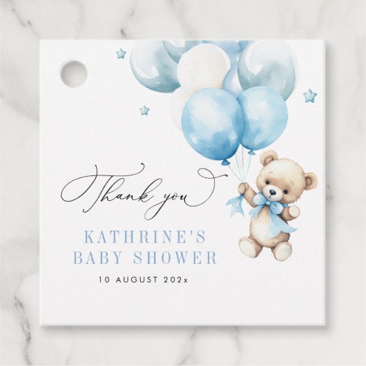 We kunnen blauw Baby shower afwachten Bedankjes Labels (Voorkant)